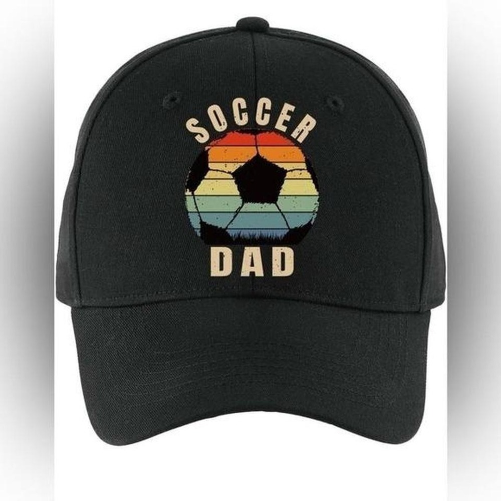 Soccer Dad Baseball Cap Retro Sunset Soccer Ball Black Adjustable Hat Mens
